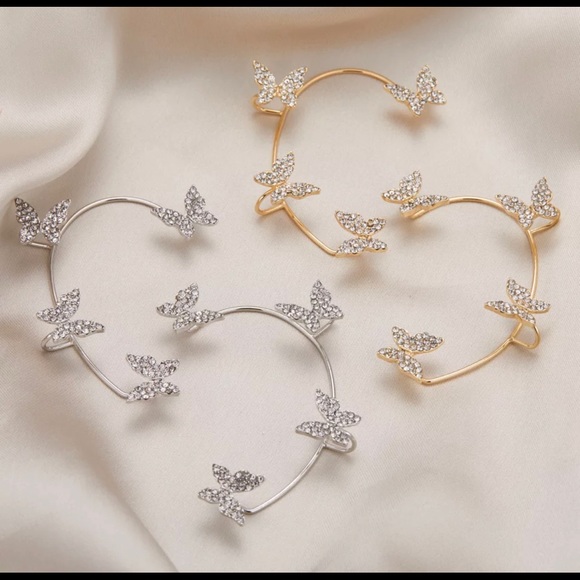 Jewelry - Silver/gold Elegant Easy Clip Butterfly Earrings